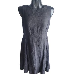 Piazza Del Tempio 100% Linen Black Sleeveless Midi Dress Made In Italy M